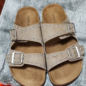 Torrid Beige Double Buckle Sandals Size Is 11WW They Have Been Worn 2 Times